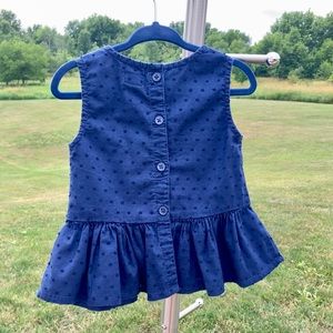 Old Navy: sleeveless, peplum top in navy blue.  18-24 months.